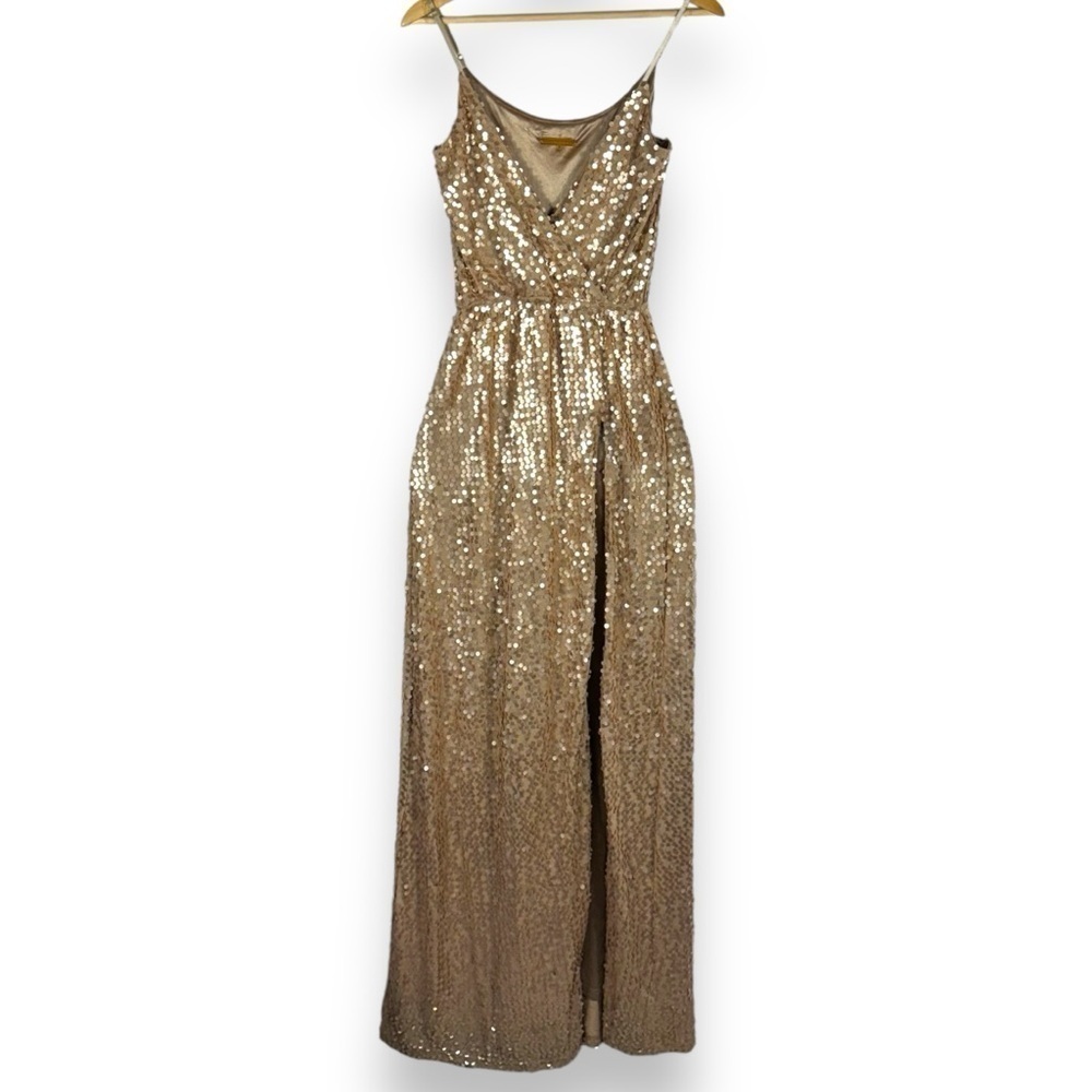 JLUXLABEL Gold Sequin Maxi Dress